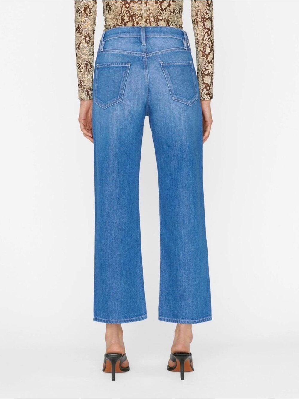 Frame Denim Le Jane Crop in Atrium High Rise Straight Ankle Denim Blue Revolve - Picture 3 of 8